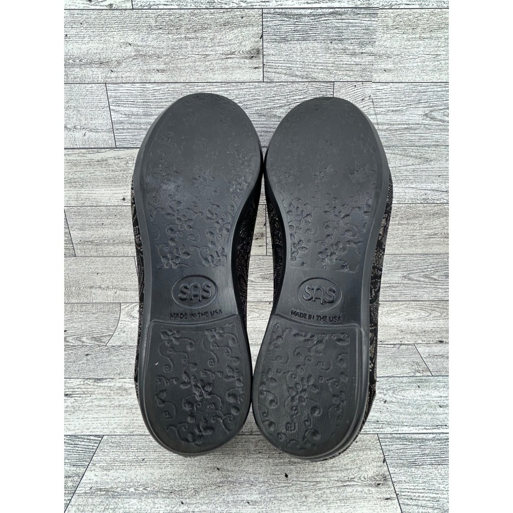 SAS Scenic Women Sz 9 W Black Bronze Lace Leather Ballet Flats Made in USA - Picture 13 of 13